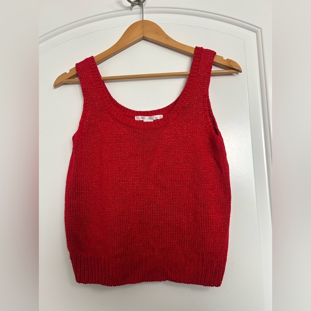 90s vintage cherry Red knit silk blend tank top size large y2k festival summer